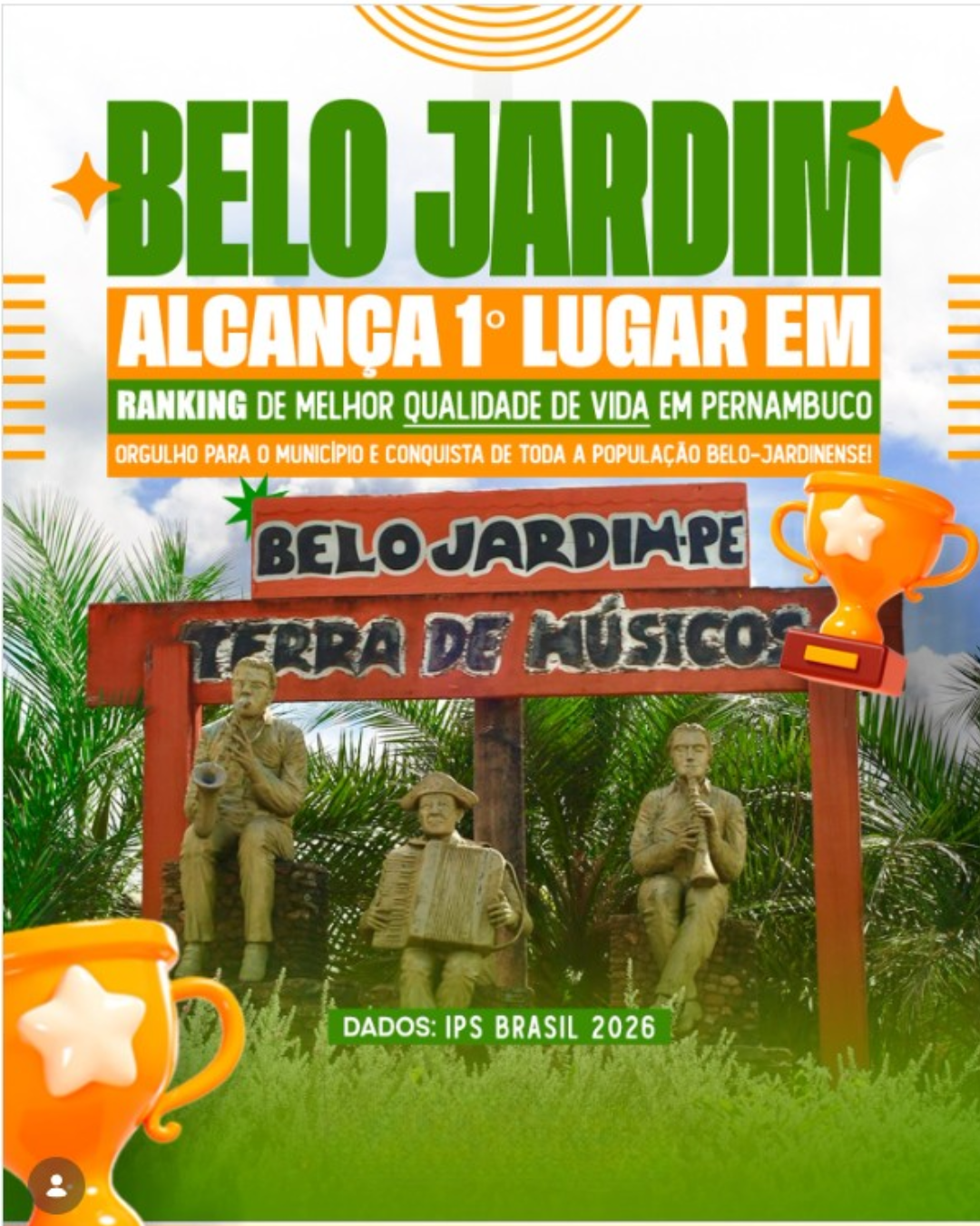 Belo Jardim alcança 1º lugar em ranking de qualidade de vida em Pernambuco